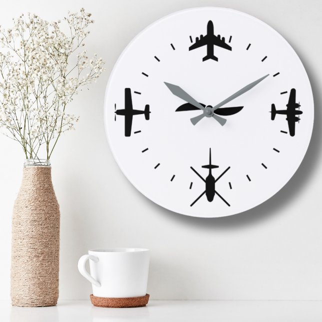 Clock Face with Aeroplane icons Cool Pilot Aviatio (Creator Uploaded)