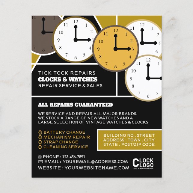 Clock Faces, Horologist Advertising Flyer (Front)
