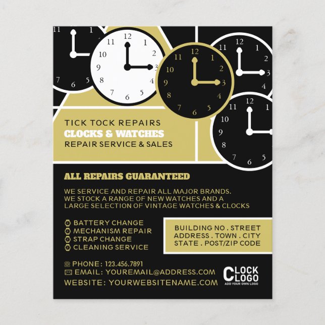 Clock Faces, Horologist Advertising Flyer (Front)