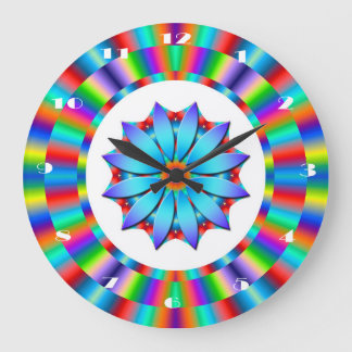 Clock- Festive, Colorful Circular Geometric Design Large Clock