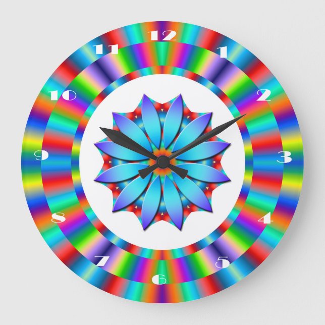 Clock- Festive, Colorful Circular Geometric Design Large Clock (Front)