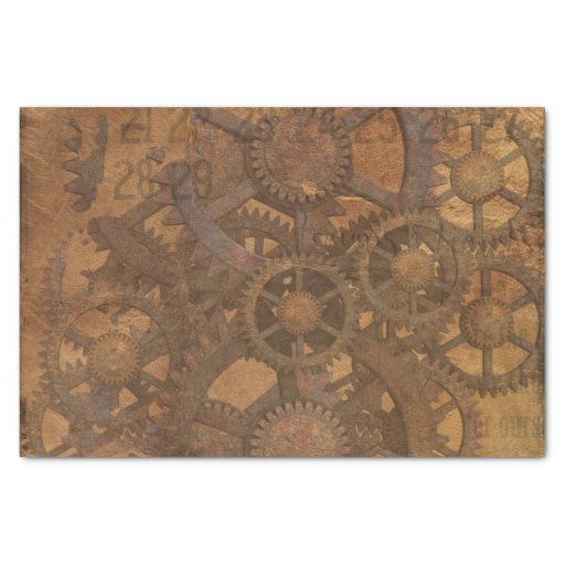 Image of Clock Gears Steampunk Art Tissue Paper