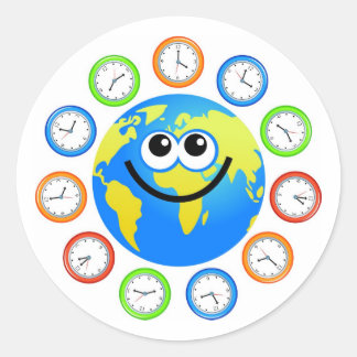 Clock Globe Classic Round Sticker