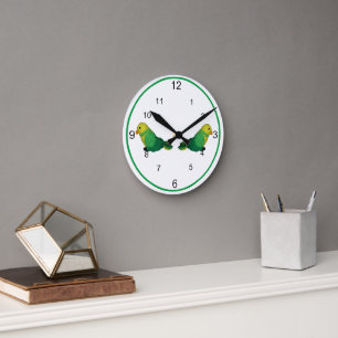 Clock - Green and Yellow Birds