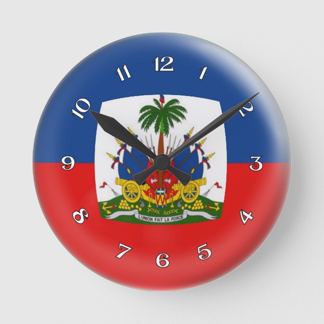 Clock Haiti Haitian flag Bubble Design (Front)