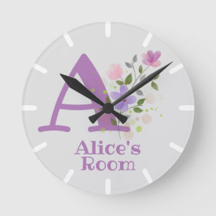 Clock in a Floral Design with Name Alice