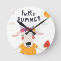 Clock in Acrylic Hello Summer