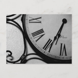 CLOCK IN BLACK & WHITE POSTCARD