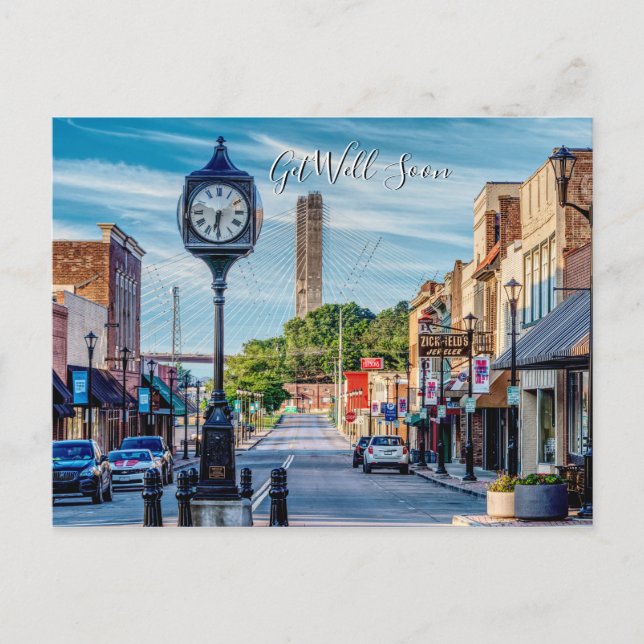Clock In Downtown Cape Girardeau Get Well Soon Postcard (Front)
