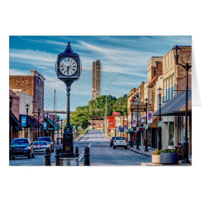 Clock In Downtown Cape Girardeau Greeting Card (Front Horizontal)