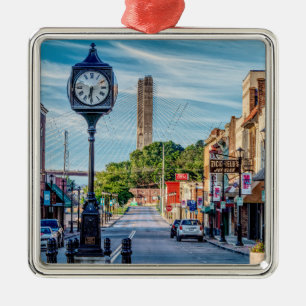 Clock In Downtown Cape Girardeau Metal Tree Decoration