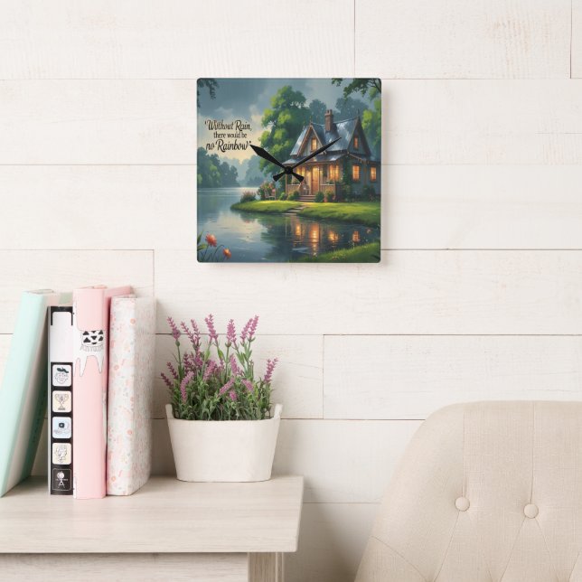 Clock-Inspirational Wall Clock. Square Wall Clock (Reading Room)