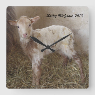 Clock: lamb KathyMcGraw Square Wall Clock
