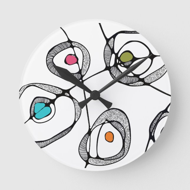 Clock modern art white circles swirls (Front)