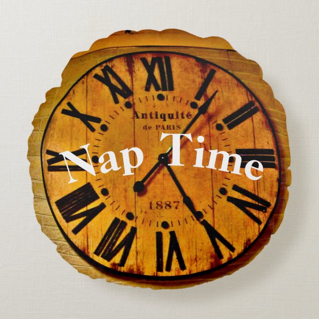 Clock Nap Time Throw Pillow (Front)