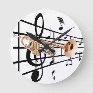 Clock of trumpet player wall