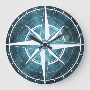 Clock of wall bluish compass