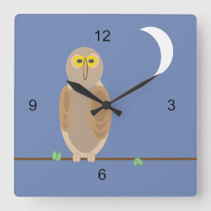 Clock - Owl and Moon