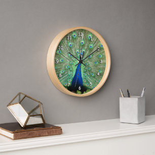 Clock - Peacock Tail Feathers