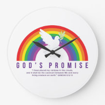 Clock Rainbow God's Promise w/Dove Genesis Script