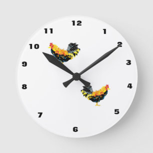 Clock, : Rooster Round Clock