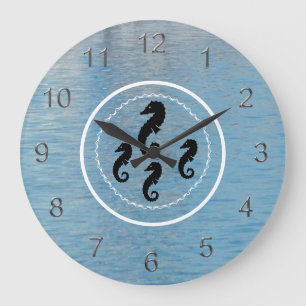 Clock - Seahorses, Water and White Rings