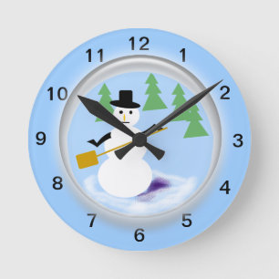 Clock - Snowman in Globe