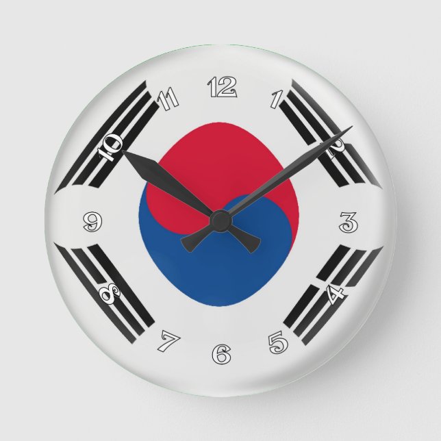 Clock South Korea Korean flag Bubble Design (Front)