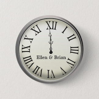 Clock Strikes Midnight New Year's Eve 6 Cm Round Badge