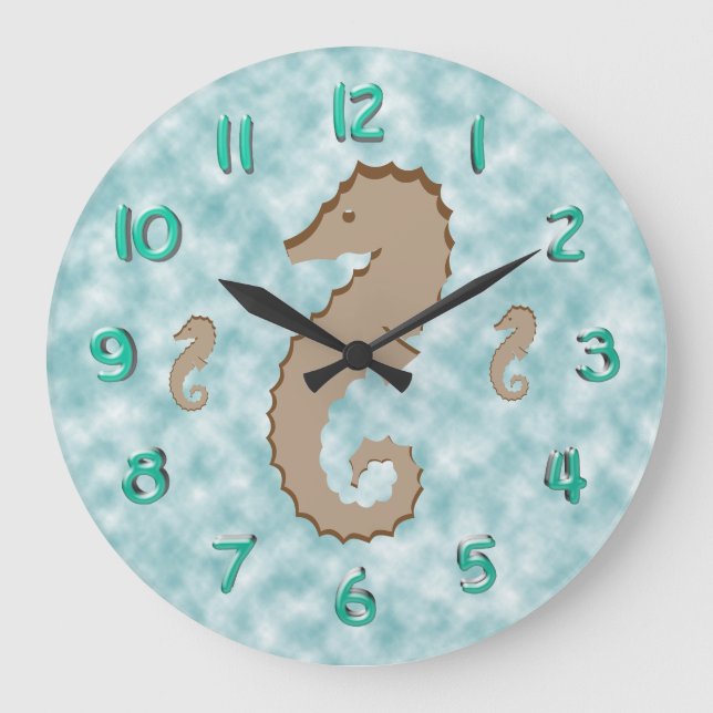 Clock - Stylised Seahorses (Front)