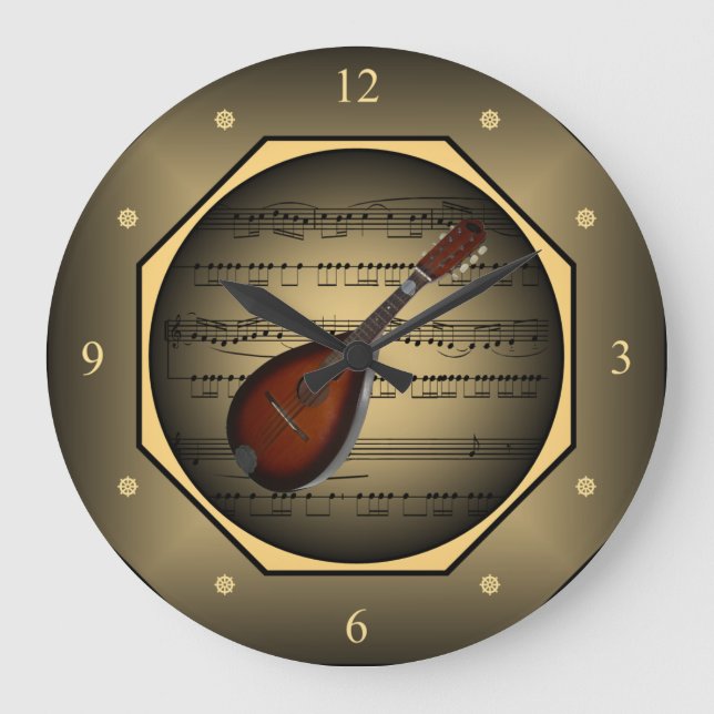 Clock-tagon ~ Mandolin~ Sheet Music ~ Tuscan ~ Large Clock (Front)
