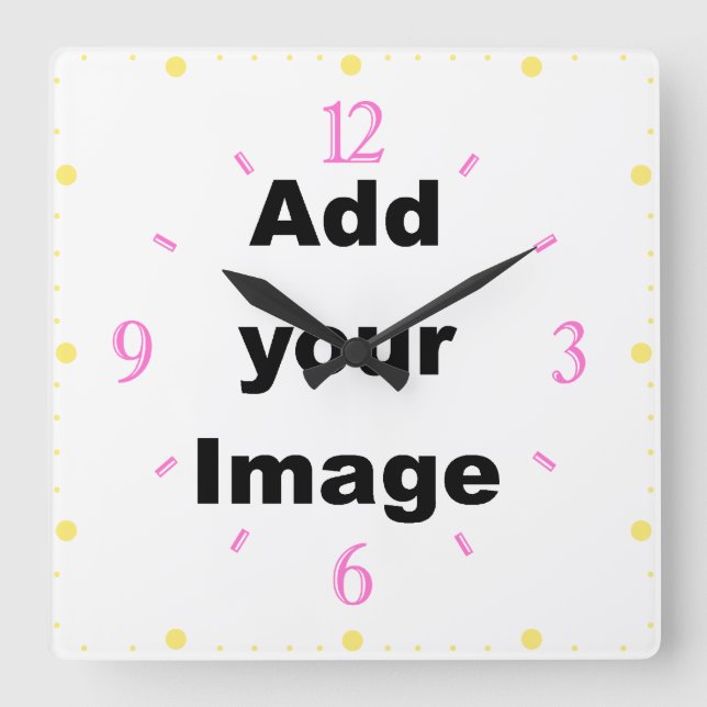 Clock template - Square & numbers pastel Add Image (Front)