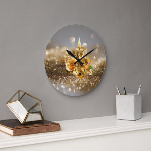 Clock- the golden hours! Shine Bright Always. Large Clock