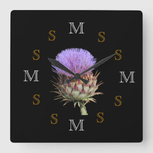 Clock - Thistle and Intials
