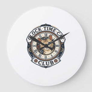 Clock Time Cat Cat Graphic Tee Art - Clock Time Ca