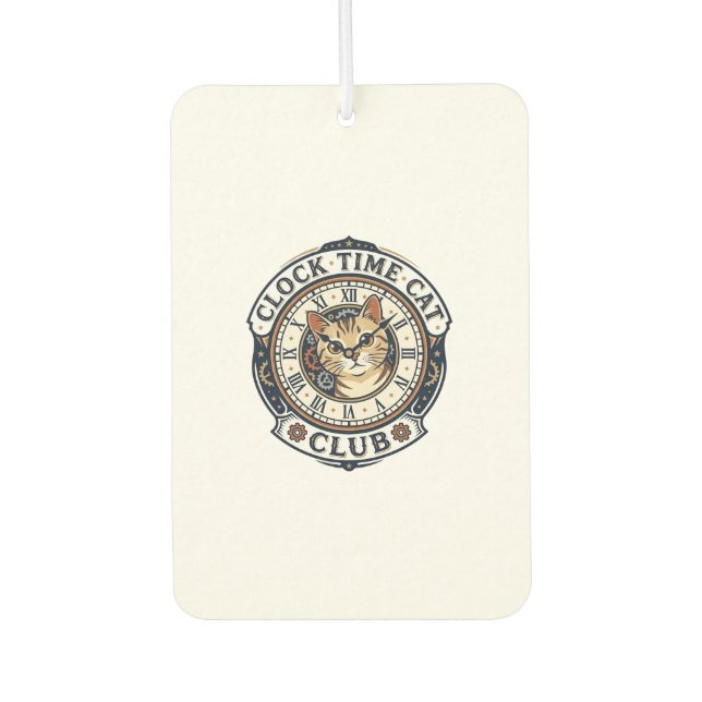 Clock Time Cat Cat Graphic Tee Art - Clock Time Ca Car Air Freshener (Front)