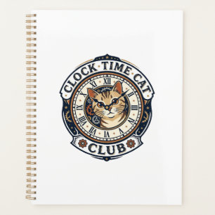 Clock Time Cat Cat Graphic Tee Art - Clock Time Ca Planner