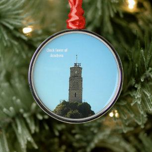 Clock Tower of Arachova Greece Metal Tree Decoration