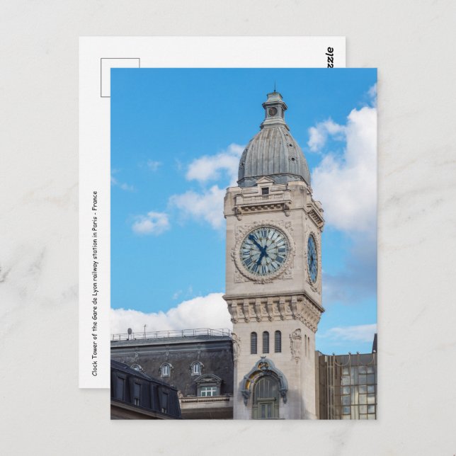 Clock Tower of the Gare de Lyon in Paris Postcard (Front/Back)