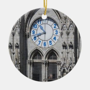 Clock towers at the National Basilica, Ecuador Ceramic Tree Decoration