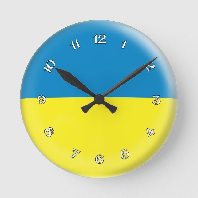 Clock Ukraine Ukrainian flag Bubble Design (Front)