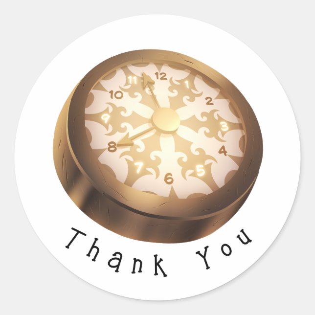 Clock Vintage Thank You Steampunk Sticker Label (Front)