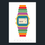 Clock Watch | Retro Pop Art Poster 70s 80s | Quote<br><div class="desc">"Time is not measured by clocks but by moments" 60's 70's 80's Retro poster - Minimalist Digital Watch Looks fabulous in a black frame. Follow me on Instagram or Facebook or subscribe for updates on TakaraBeech.com ... I'd love to connect with you. Share your new art work on social media...</div>