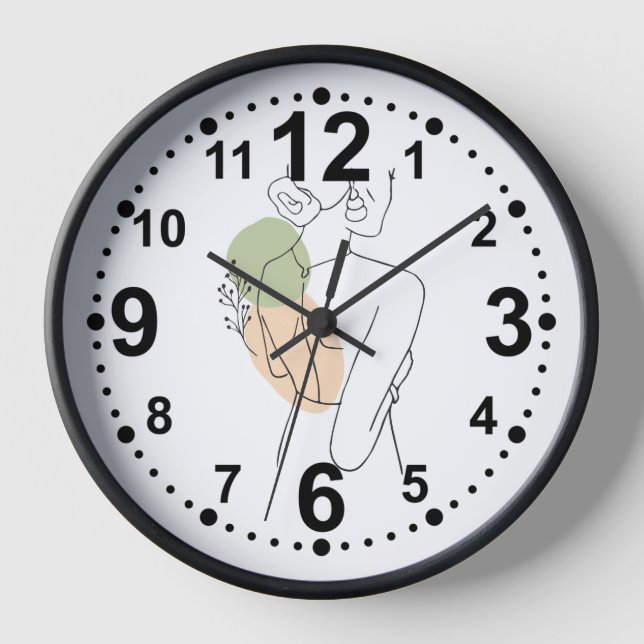 Clock with Abstract Woman & Nature Design (Front)