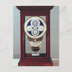 Clock with four dials and the signs of the postcard