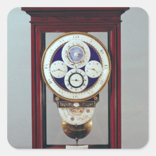 Clock with four dials and the signs of the square sticker