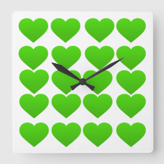 clock with green hearts