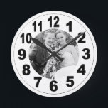 Clock with Large Numbers & Your Image / Wall clock<br><div class="desc">Wall Clock: Large numbers on the clock face dial with custom image to replace. Make it your own personal family clock,  gift for anniversary,  weddings or any memorable occasion.</div>