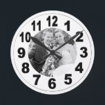 Clock with Large Numbers & Your Image / Wall clock<br><div class="desc">Wall Clock: Large numbers on the clock face dial with custom image to replace. Make it your own personal family clock,  gift for anniversary,  weddings or any memorable occasion.</div>