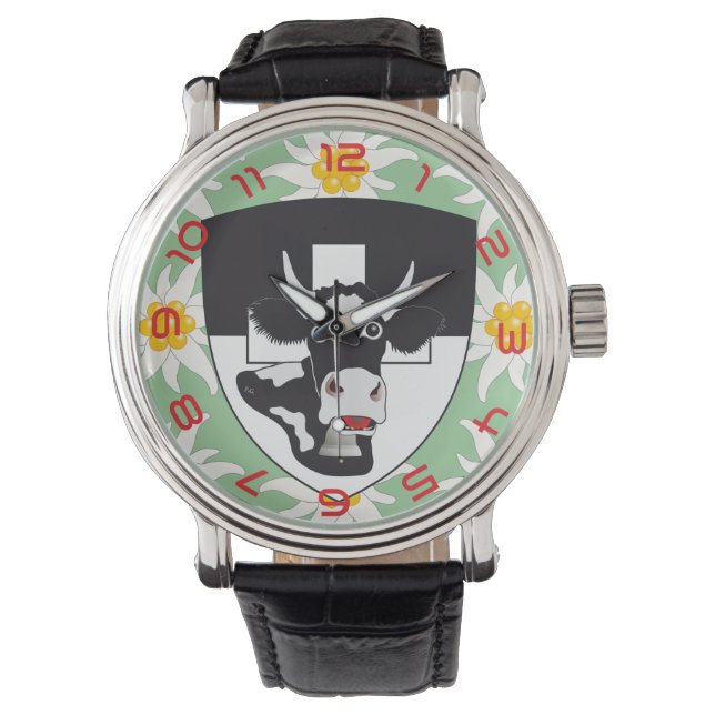 clock with Swiss draft Freiburg Switzerland Watch (Front)
